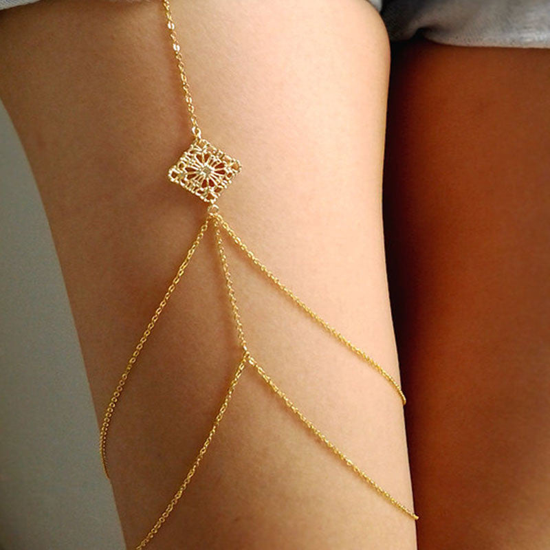 Women Body Jewelry Handmade Chain Tassel Thigh Leg Chain Bracelet