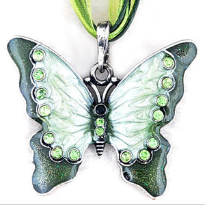 Women Fashion Jewelry Butterfly Crystal Pendant Necklace Chain