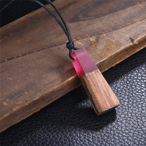 Color Jewelry Fashion Colored Resin Wood Pendant Rope Chain Necklace