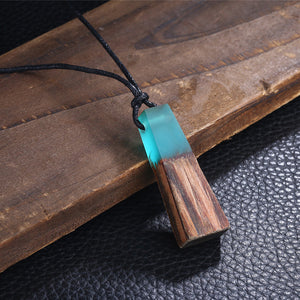 Color Jewelry Fashion Colored Resin Wood Pendant Rope Chain Necklace