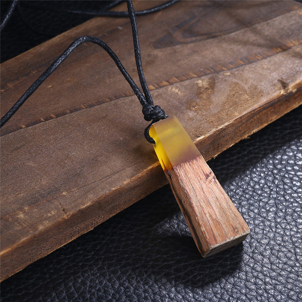 Color Jewelry Fashion Colored Resin Wood Pendant Rope Chain Necklace