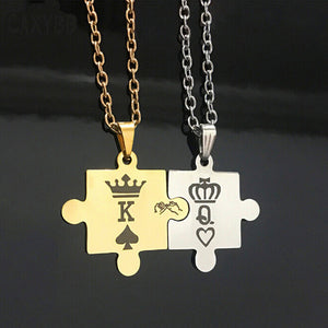 K Q Crown Pendant Accessories Stainless Steel Ornaments Couples Necklace