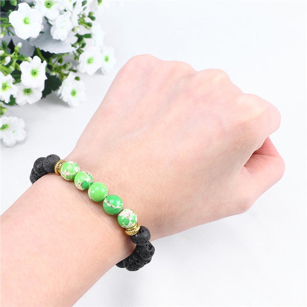 24 Pcs 8mm Volcanic Stone Agate Bracelet Lava Beaded Lava Stone Bracelet Buddha Bracelet Bangle Women Jewelry