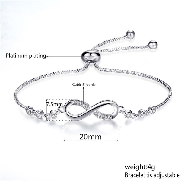 Creative Adjustable Bracelet Micro Inlay Rhinestone 8 Word Rhinestone Bracelet Female Bracelets for Women Jewelry