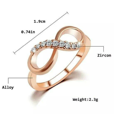 iMucci New Design hot sale Fashion Alloy Crystal Rings Gold Color Infinity Ring Statement jewelry Wholesale for women Jewelry