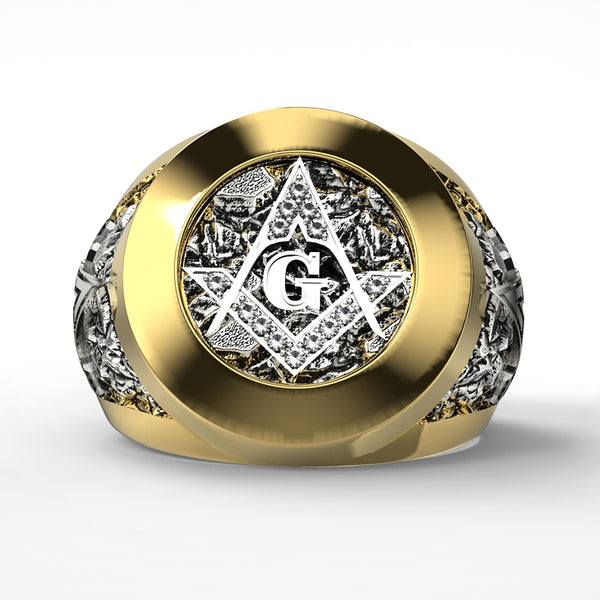 Stainless Steel Masonic Ring for Men Freemason Symbol G Templar Freemasonry Men Rings