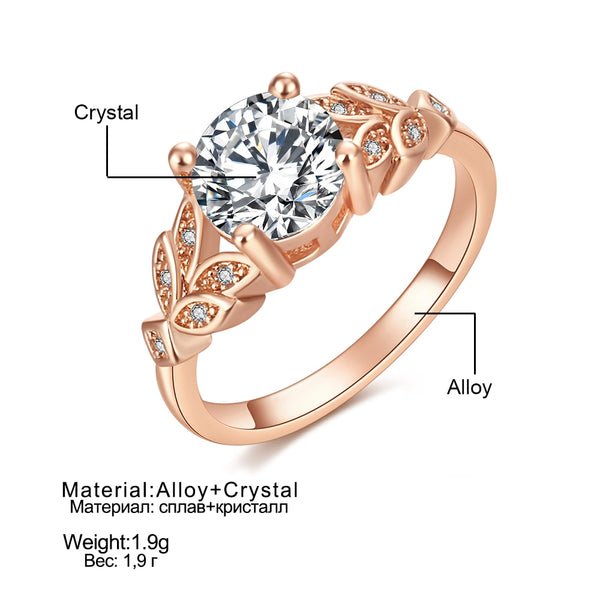 fashion Wedding Crystal Silver Ring Engagement Single Gold Cubic Zircon Ring Fashion New Brand Bijoux Women's Jewelry