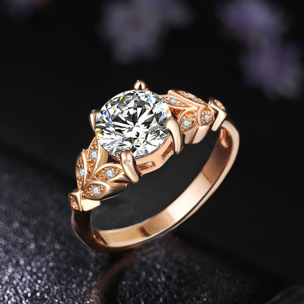 fashion Wedding Crystal Silver Ring Engagement Single Gold Cubic Zircon Ring Fashion New Brand Bijoux Women's Jewelry