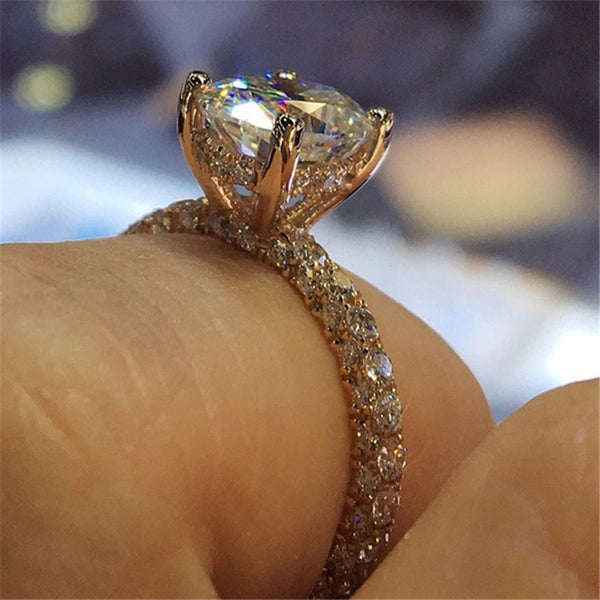 Charm full zircon crystal engagement ring fashion ladies ring new 2018