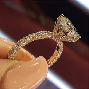 Charm full zircon crystal engagement ring fashion ladies ring new 2018