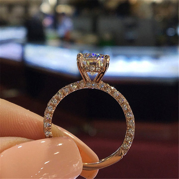 Charm full zircon crystal engagement ring fashion ladies ring new 2018