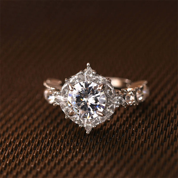 Charm round large crystal ring classic temperament ring European and American popular new products