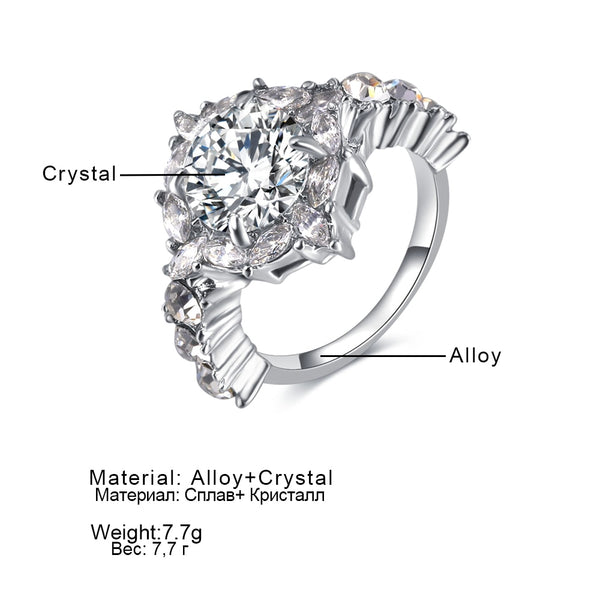 Charm round large crystal ring classic temperament ring European and American popular new products