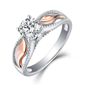 2018 New Fashion Zircon Jewelry Angel Of Wing Part Rose Gold Ring Alloy Double Color Ring For Women Crystal Ring Jewelry