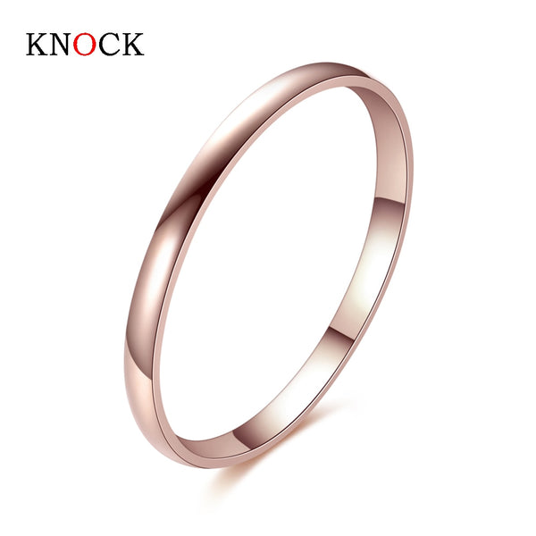 KNOCK Titanium Steel  Rose Gold  Anti-allergy Smooth  Simple Wedding Couples Rings Bijouterie for Man or Woman Gift