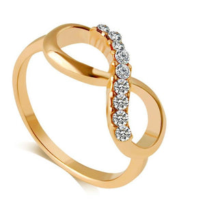 iMucci New Design hot sale Fashion Alloy Crystal Rings Gold Color Infinity Ring Statement jewelry Wholesale for women Jewelry