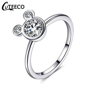 CUTEECO Silver Color Mickey Fascination Clear CZ Wedding Rings For Women 2018 Popular Brand Rings Engagement Jewelry